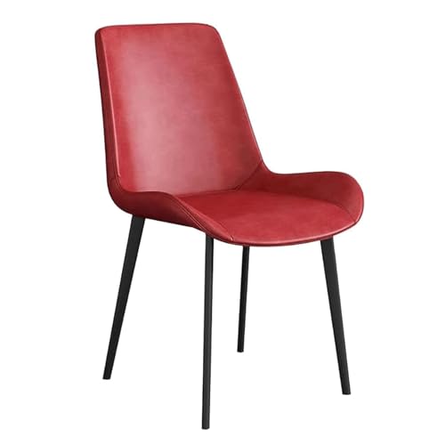 Mid-Century Moderne Esszimmerstühle 2er-Set, ergonomischer Sitz aus PU-Leder, keine Armlehnen, Beine aus Karbonstahl, stilvolle Küchen- und Esszimmermöbel von Generisch