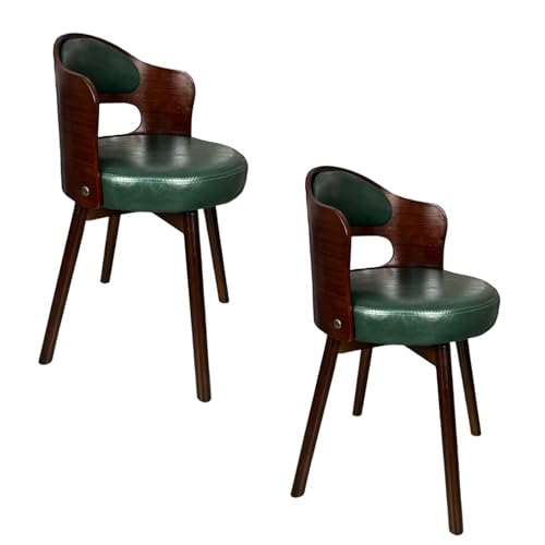 Mid Century Moderne Esszimmerstühle 2er Set Gepolsterter Drehstuhl Küchenstuhl mit Armlehnen Kunstleder Kissen Vintage Massivholz Beine Grün Mid Century Moderne Esszimmerstühle 2er Set Gepolsterter Drehstuhl Küchenstuhl mit Armlehnen Kunstleder Kissen Vintage Massivholz Beine Grün von Generisch