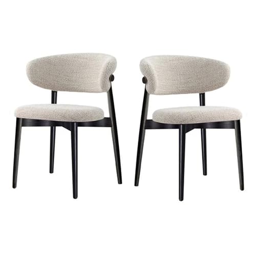 Mid Century Moderne Esszimmerstühle 2er-Set – Massivholz gepolsterte Küchenstühle mit Leinenkissen & gebogener Rückenlehne für Wohnzimmer, Esszimmer, schwarzes Finish Mid Century Moderne Esszimmerstühle 2er-Set – Massivholz gepolsterte Küchenstühle mit Leinenkissen & gebogener Rückenlehne für Wohnzimmer, Esszimmer, schwarzes Finish von Generisch