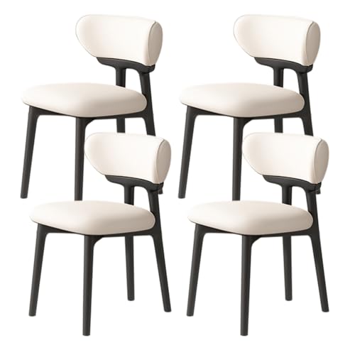 Mid Century Moderne Esszimmerstühle 4er Set, Küchenstühle aus Holz mit gebogener Rückenlehne und Holzbeinen, stilvoller schwarz-weißer Akzent für Wohnzimmer & Esszimmer Mid Century Moderne Esszimmerstühle 4er Set, Küchenstühle aus Holz mit gebogener Rückenlehne und Holzbeinen, stilvoller schwarz-weißer Akzent für Wohnzimmer & Esszimmer von Generisch