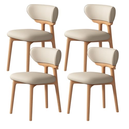 Mid Century Moderne Esszimmerstühle 4er Set - Stilvolle Esszimmerstühle aus Holz mit gebogener Rückenlehne & stabilen Beinen für Wohnzimmer, Esszimmer oder Kommode (Weiß) von Generisch