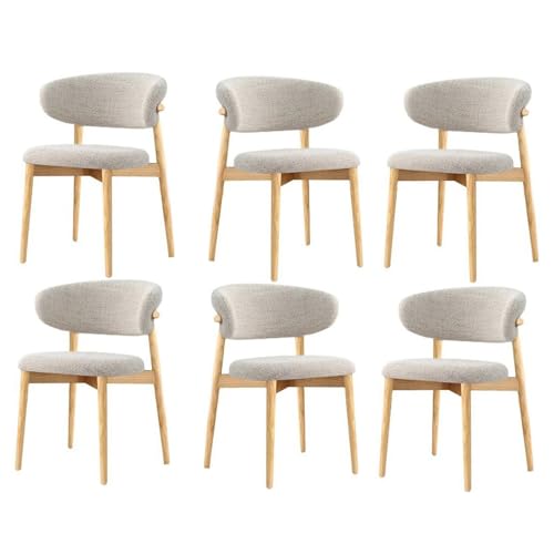 Mid Century Moderne Esszimmerstühle 6er-Set – Massivholz mit Leinenkissen, gebogene Rückenlehne – stilvolle gepolsterte Küchen- und Wohnzimmerstühle für Esszimmer-Dekor Mid Century Moderne Esszimmerstühle 6er-Set – Massivholz mit Leinenkissen, gebogene Rückenlehne – stilvolle gepolsterte Küchen- und Wohnzimmerstühle für Esszimmer-Dekor von Generisch