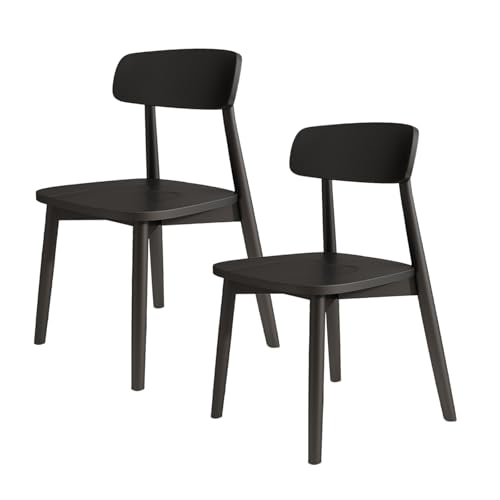 Mid-Century Moderne Esszimmerstühle aus massiver Eiche, 2/4/6 Stück, breite abgerundete Rückenlehne, stilvolle Esszimmermöbel, Schlafzimmer, Wohnzimmer, Arbeitszimmer (Weiß, 2er-Set) von Generisch