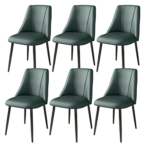 Mid Century Moderne Esszimmerstühle mit Kissen, Rückenlehne, Metallbeine, Cyan, 6 Stück von Generisch