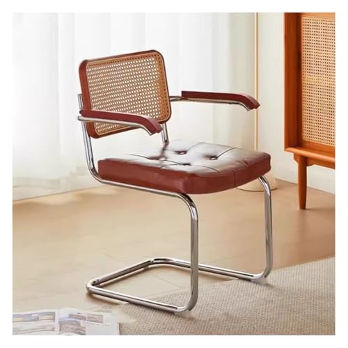 Mid Century Moderne Rattan-Esszimmerstühle mit Armlehne und Sitz aus PU-Leder, handgewebte Rückenlehne für Küche, Esszimmer, Café und Hotel Mid Century Moderne Rattan-Esszimmerstühle mit Armlehne und Sitz aus PU-Leder, handgewebte Rückenlehne für Küche, Esszimmer, Café und Hotel von Generisch