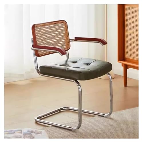 Mid Century Moderne Rattan-Esszimmerstühle mit Armlehnen – handgewebte Rückenlehne aus PU-Leder für Café, Hotel und Freizeit – stilvolle und bequeme Sitzlösung Mid Century Moderne Rattan-Esszimmerstühle mit Armlehnen – handgewebte Rückenlehne aus PU-Leder für Café, Hotel und Freizeit – stilvolle und bequeme Sitzlösung von Generisch