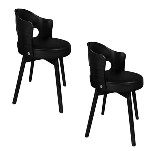 Mid Century Moderne gepolsterte Esszimmerstühle 2er Set 360° drehbar Küchenstühle mit Armlehnen und Kunstlederkissen Vintage Massivholzbein Pflegeleicht Schwarz Mid Century Moderne gepolsterte Esszimmerstühle 2er Set 360° drehbar Küchenstühle mit Armlehnen und Kunstlederkissen Vintage Massivholzbein Pflegeleicht Schwarz von Generisch