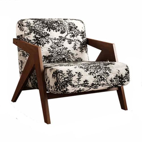 Mid Century Moderner Akzentstuhl Gepolsterter Holzsessel für Wohnzimmer und Schlafzimmer, bequemer Beistellstuhl mit stilvollem Design von Generisch
