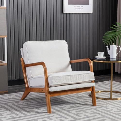 Mid Century Moderner Akzentstuhl – Massivholzrahmen und weiches Mikrovelours-Kissen, bequemer Lesesessel für Schlafzimmer, Sonnenraum, Arbeitszimmer, Balkon Mid Century Moderner Akzentstuhl – Massivholzrahmen und weiches Mikrovelours-Kissen, bequemer Lesesessel für Schlafzimmer, Sonnenraum, Arbeitszimmer, Balkon von Generisch