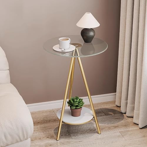 Mid Century Moderner Beistelltisch mit runder Glasplatte und Metallrahmen, perfekt für Wohnzimmer, Garten oder Balkon Mid Century Moderner Beistelltisch mit runder Glasplatte und Metallrahmen, perfekt für Wohnzimmer, Garten oder Balkon von Generisch