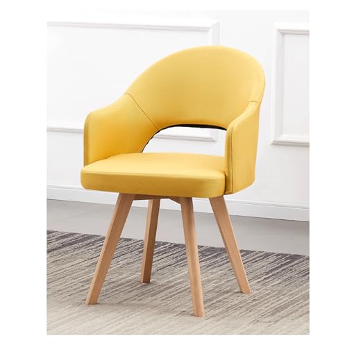 Mid Century Moderner Drehstuhl mit gepolstertem Sitz und Beinen aus massivem Buchenholz, bequemer Wohnzimmerstuhl von Generisch