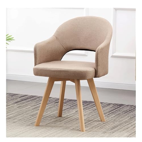 Mid Century Moderner Drehstuhl mit gepolstertem Sitz und Massivholzbeinen, bequemer Wohnzimmerstuhl für Büro oder Essbereich von Generisch