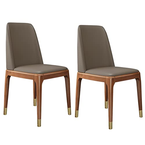 Mid Century Moderner Esszimmerstuhl 2er Set - Stilvolle Kunstleder gepolsterte Seitenstühle mit bequemem PU-Kissen für Küche & Wohnzimmer (Khaki Beige) von Generisch