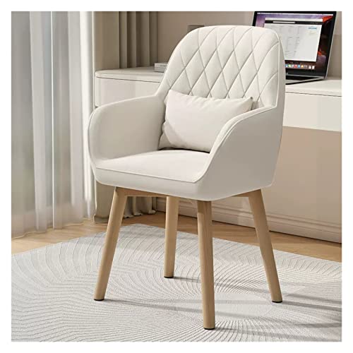 Mid Century Moderner Esszimmerstuhl aus Samt – ergonomischer Drehstuhl mit Armlehnen und Holzbeinen, stilvolle Leinen-gepolsterte Küchen- und Esszimmermöbel (weiß) von Generisch