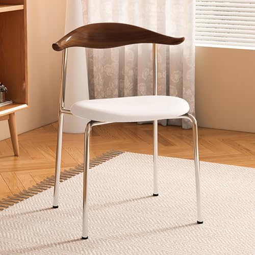 Mid Century Moderner Esszimmerstuhl mit gebogener Rückenlehne und Metallbeinen, Kunstledersitz für Küche, Esszimmer und Wohnzimmer Mid Century Moderner Esszimmerstuhl mit gebogener Rückenlehne und Metallbeinen, Kunstledersitz für Küche, Esszimmer und Wohnzimmer von Generisch