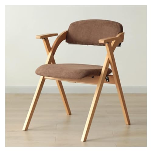 Mid-Century Moderner Klappstuhl mit Armlehnen, gepolsterter gepolsterter Sitz und Rückenlehne, Holzrahmen, ideal für Esszimmer, Wohnzimmer, Küche, Büro - Braun Mid-Century Moderner Klappstuhl mit Armlehnen, gepolsterter gepolsterter Sitz und Rückenlehne, Holzrahmen, ideal für Esszimmer, Wohnzimmer, Küche, Büro - Braun von Generisch