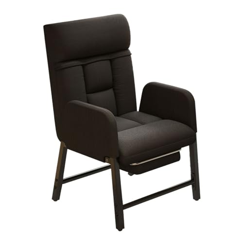 Mid Century Moderner Lazy Relaxsessel mit Fußstütze – verstellbarer Sessel für Schlafzimmer & Home Office – bequemer Freizeitsitz mit flacher Stützstange (Nero) von Generisch