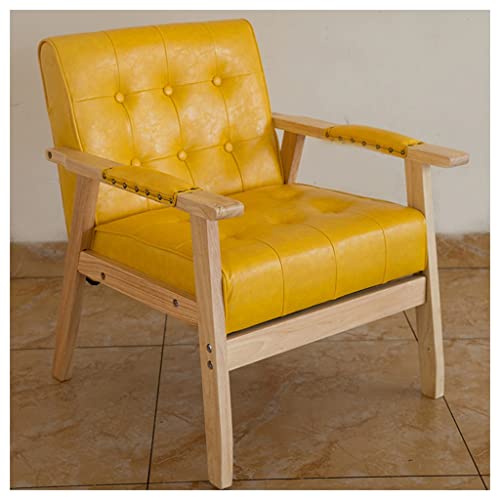 Mid Century Moderner Lederstuhl mit Armlehnen in Gelb für Wohnzimmer oder Schlafzimmer Mid Century Moderner Lederstuhl mit Armlehnen in Gelb für Wohnzimmer oder Schlafzimmer von Generisch