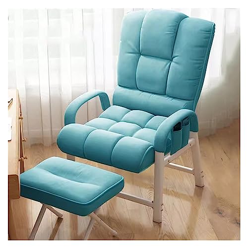Mid Century Moderner Lounge-Liegestuhl mit Fußstütze und Ottoman-Set für Wohnzimmer/blauer Stoff-Akzentstuhl für kleine Räume von Generisch