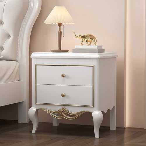 Mid-Century Moderner Nachttisch aus Massivholz mit Doppelschubladen, Retro, nordischer Stil, Akzenttisch für Schlafzimmer und Wohnzimmer Mid-Century Moderner Nachttisch aus Massivholz mit Doppelschubladen, Retro, nordischer Stil, Akzenttisch für Schlafzimmer und Wohnzimmer von Generisch