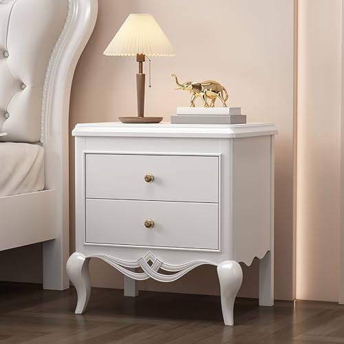 Mid-Century Moderner Nachttisch aus Massivholz mit Doppelschubladen, Retro, nordischer Stil, Akzenttisch für Schlafzimmer und Wohnzimmer Mid-Century Moderner Nachttisch aus Massivholz mit Doppelschubladen, Retro, nordischer Stil, Akzenttisch für Schlafzimmer und Wohnzimmer von Generisch