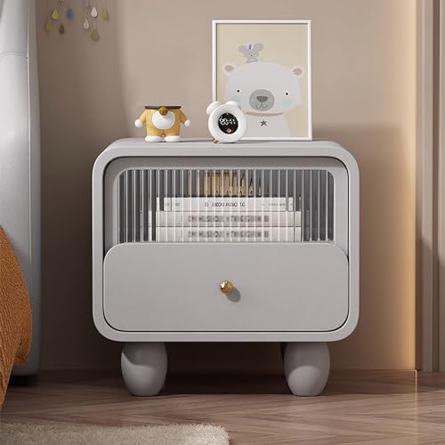 Mid Century Moderner Nachttisch aus PU-Leder, Nachttisch mit Schubladenfront aus gehärtetem Glas, Akzent-Sofa, Beistelltische, Aufbewahrungsschrank für Schlafzimmer, kleiner Raum von Generisch