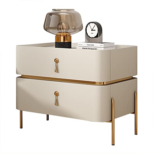 Mid Century Moderner Nachttisch mit Metallbeinen, 2 Schubladen, moderner Beistelltisch für Wohnzimmer oder Schlafzimmer, gebrochenes Weiß, 40 x 40 x 50 cm Mid Century Moderner Nachttisch mit Metallbeinen, 2 Schubladen, moderner Beistelltisch für Wohnzimmer oder Schlafzimmer, gebrochenes Weiß, 40 x 40 x 50 cm von Generisch