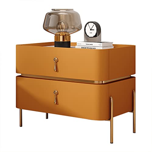 Mid Century Moderner Nachttisch mit Metallbeinen, 2 Schubladen, stilvoller Beistelltisch für Wohnzimmer oder Schlafzimmer, geakzent, 50 x 40 x 50 cm, Retro-Möbel-Design von Generisch
