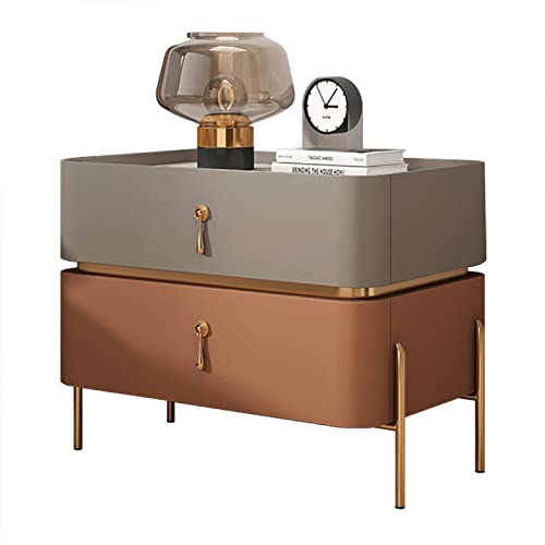 Mid Century Moderner Nachttisch mit Metallbeinen und 2 Schubladen für Heimdekoration, Wohnzimmer, Schlafzimmer – Moderner Beistelltisch von Generisch