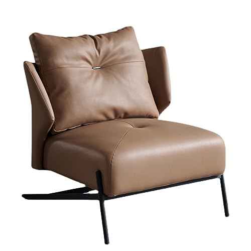 Mid Century Moderner PU-Leder-Lounge-Sessel mit massivem Metallrahmen, einfache Montage, bequemer Lesesessel für Wohnzimmer von Generisch