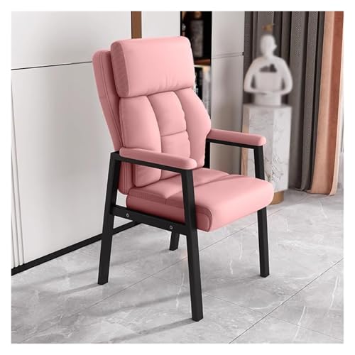 Mid-Century Moderner Rosa Leder Gästestuhl mit gepolsterten Armlehnen Hochlehner Lounge Sofa für Wohnzimmer Stilvoller Freizeitstuhl mit Metallrahmen Mid-Century Moderner Rosa Leder Gästestuhl mit gepolsterten Armlehnen Hochlehner Lounge Sofa für Wohnzimmer Stilvoller Freizeitstuhl mit Metallrahmen von Generisch