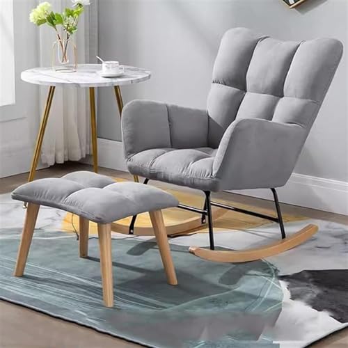 Mid Century Moderner Schaukelstuhl mit Ottomane, dunkelgrünes Schlittengestell-Design, bequemer Loungesessel zur Entspannung von Generisch