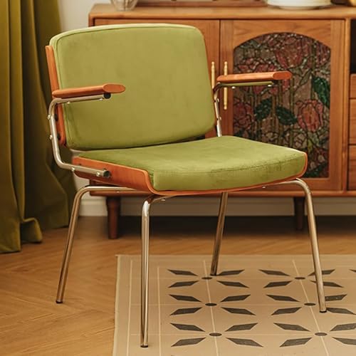 Mid Century Moderner Sessel, Samt gepolsterter Akzentstuhl mit Metallbeinen, Massivholz Loungesessel für Wohnzimmer, Schlafzimmer, Balkon von Generisch