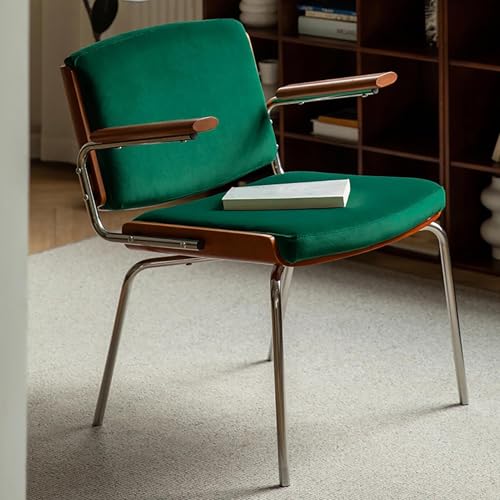 Mid Century Moderner Sessel, Samt gepolsterter Akzentstuhl mit Metallbeinen, Massivholz Loungesessel für Wohnzimmer, Schlafzimmer, Balkon von Generisch