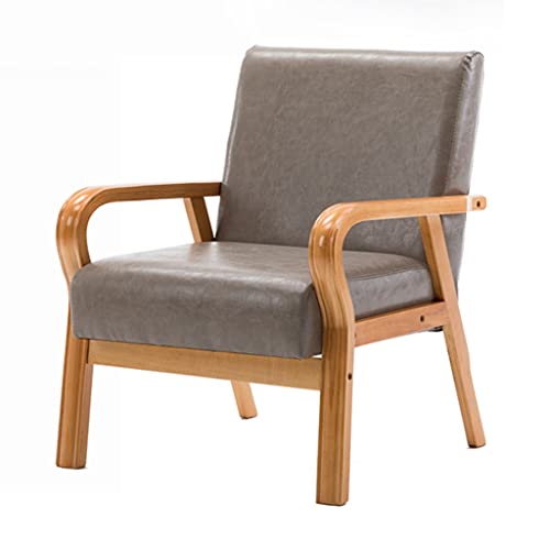 Mid Century Moderner Sessel aus PU-Leder mit Holzrahmen Retro Einzelsofa für Wohnzimmer oder Schlafzimmer von Generisch