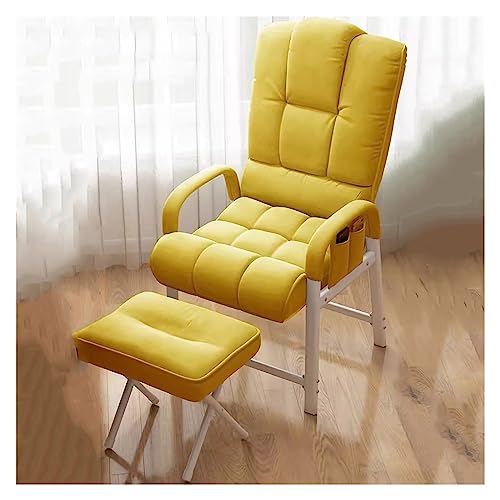 Mid Century Moderner Stoff-Akzentsessel mit Fußstütze und Ottoman-Set, gelber Club-Stuhl für Wohnzimmer, Büro, kleine Räume, Lounge, Liegestuhl von Generisch