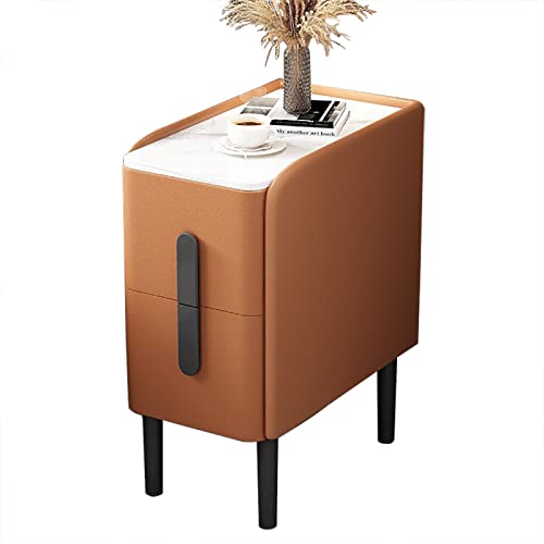 Mid Century Moderner schmaler Beistelltisch mit 2 Schubladen, schmaler Nachttisch für kleine Räume, orangefarbener Nachttisch für Schlafzimmer oder Wohnzimmer, 30 x 40 x 48 cm Mid Century Moderner schmaler Beistelltisch mit 2 Schubladen, schmaler Nachttisch für kleine Räume, orangefarbener Nachttisch für Schlafzimmer oder Wohnzimmer, 30 x 40 x 48 cm von Generisch