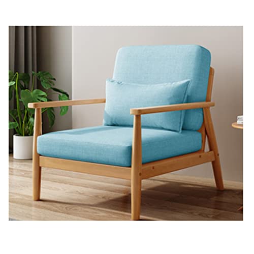 Mid-Century Retro-Akzent-Stuhl mit Holzrahmen, Sessel gepolstert mit Stoffkissen und Rückenlehne, Lesesessel für Schlafzimmer, Weiß von Generisch