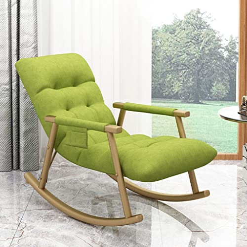 Mid Century Stoff-Schaukelstuhl für Wohnzimmer, Lazy Boy Recliner und Erwachsenen-Nickerchenstuhl, Grün, 96 x 59 x 83 cm von Generisch