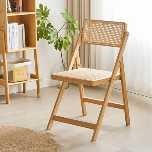 Mid Century Vintage Rattan-Klappstuhl mit verstellbarer Rückenlehne, stapelbarer Holzstuhl für Schlafzimmer, Wohnzimmer, Lesezimmer oder Esszimmer, bequemer Rattan-Sitzstuhl von Generisch