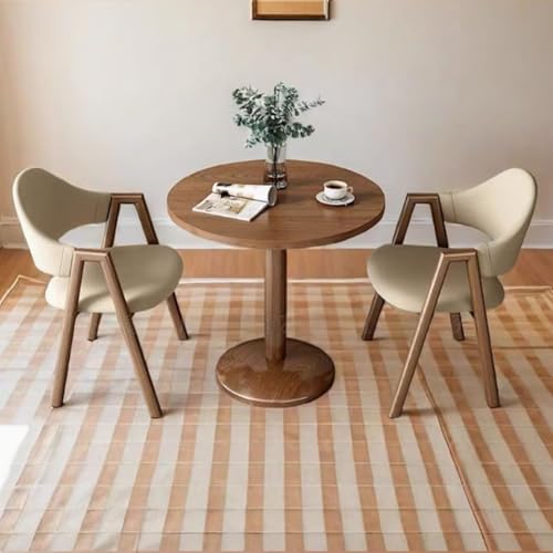 Mid Century runder Esstisch und Stuhl-Set für 2 kleine runde Tische mit Metallbeinen, perfekt für Zuhause, Café, Schönheitssalon, Bistro, moderne Dekoration von Generisch