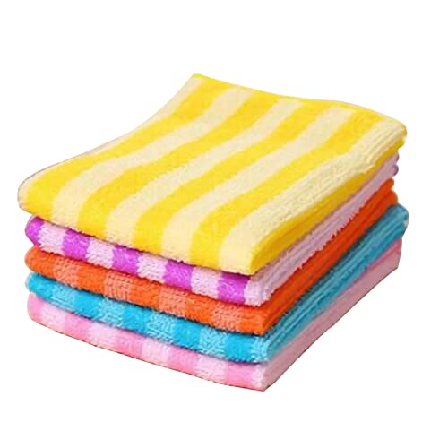 Mikrofaser-Geschirrtücher zum Geschirrwaschen, gestreift, Reinigungstücher, zufällige Farbe, 12 karierte Handtücher (gelb, Einheitsgröße), 5 Stück von Generisch