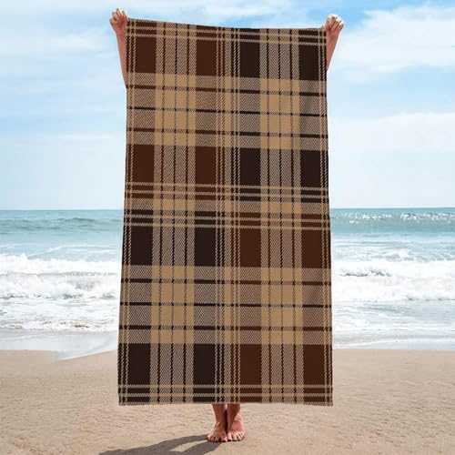 Mikrofaser Handtuch Groß Streifen Strandtuch 70x150 cm Strand Badetuch Geometrisch Kariert, Schnelltrocknend und Sandfrei, für Reise, Sauna, Yoga, Camping A-6205 von Generisch