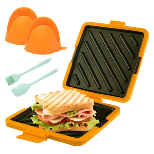 Mikrowellen-Toastie-Sandwich-Maker, 3-in-1 Effizienter Mikrowellen-Grillkäse-Maker mit Antihaftplatte, Sandwich-Toaster für gegrillten Käse und Paninis für die Küche zu Hause (Orange) von Generisch