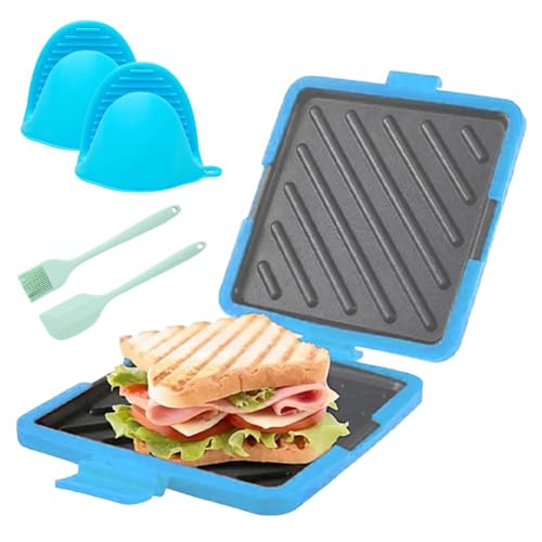 Mikrowellen-Toastie-Sandwich-Maker, 3-in-1 Effizienter Mikrowellen-Grillkäse-Maker mit Antihaftplatte, Sandwich-Toaster für gegrillten Käse und Paninis für die Küche zu Hause (blau) von Generisch