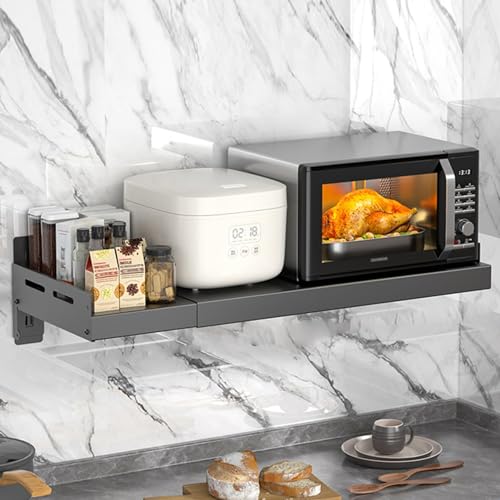 Mikrowellenregal - Verstellbares Küchenregal zur Wandmontage - Platzsparendes Design für Mikrowelle und Küchenutensilien - Langlebig und einfach zu installieren Mikrowellenregal - Verstellbares Küchenregal zur Wandmontage - Platzsparendes Design für Mikrowelle und Küchenutensilien - Langlebig und einfach zu installieren von Generisch
