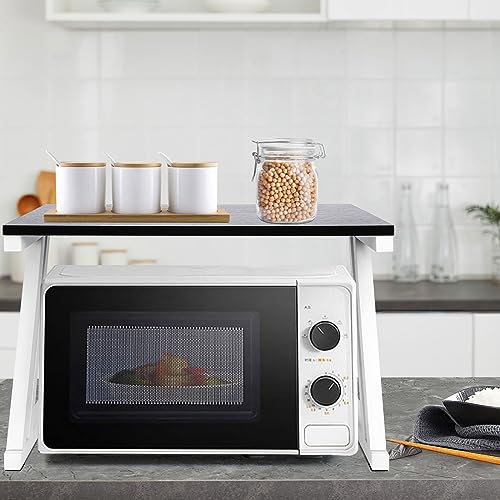 Mikrowellenregal mit 2 Ebenen, Küchenregal aus Holz mit Marmoroberfläche, platzsparender Aufbewahrungsständer für Mikrowelle, Toaster und Grill, 57 x 38 x 38 cm von Generisch