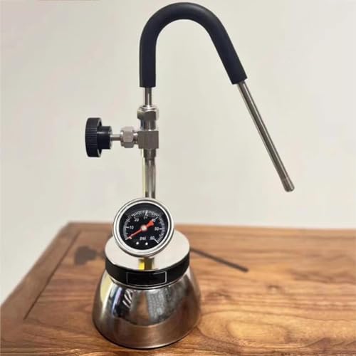Milchaufschäumer, Edelstahl Wasserkocher für kochendes Wasser im Freien, 3-Loch-Düse, Luftdruckmessgerät, offene Flamme & Induktionskochfeld kompatibel, perfekt zum Aufschäumen und Erhitzen von Milch von Generisch