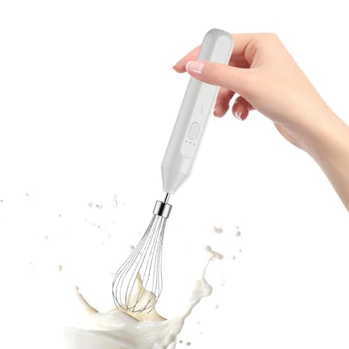 Milchaufschäumer – Eierschlägel | 3-Gang-USB-Aufladung Elektrischer Handmixer Handmixer zum Backen von Kuchen, Eiern, Sahne, Lebensmittelmixern, wiederaufladbarer Schneebesen von Generisch