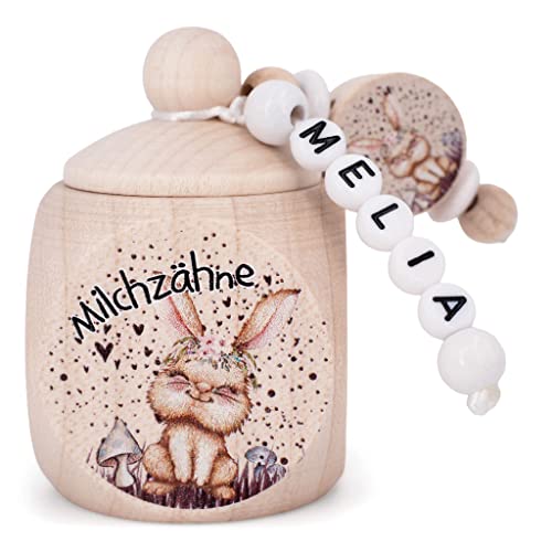 Milchzahndose HASE Mädchen mit Namen Milchzähne Zahnfee Holz Zahndose Geschenk personalisiert Geburtstag Einschulung Kita von Generisch